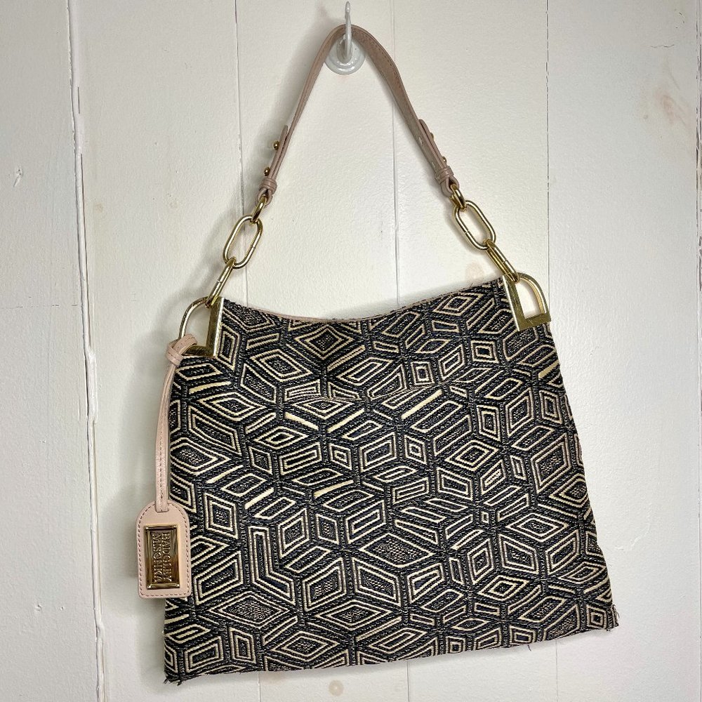 Badgley Mischka Geometric Handbag with Gold Detailing